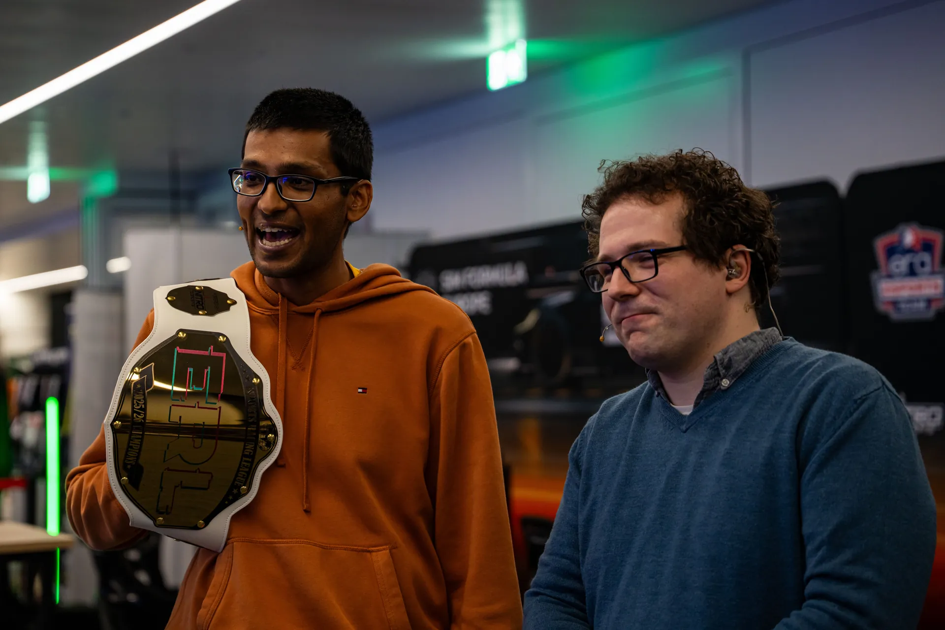 An ERL trophy presentation at Sim Formula Europe in January 2026.