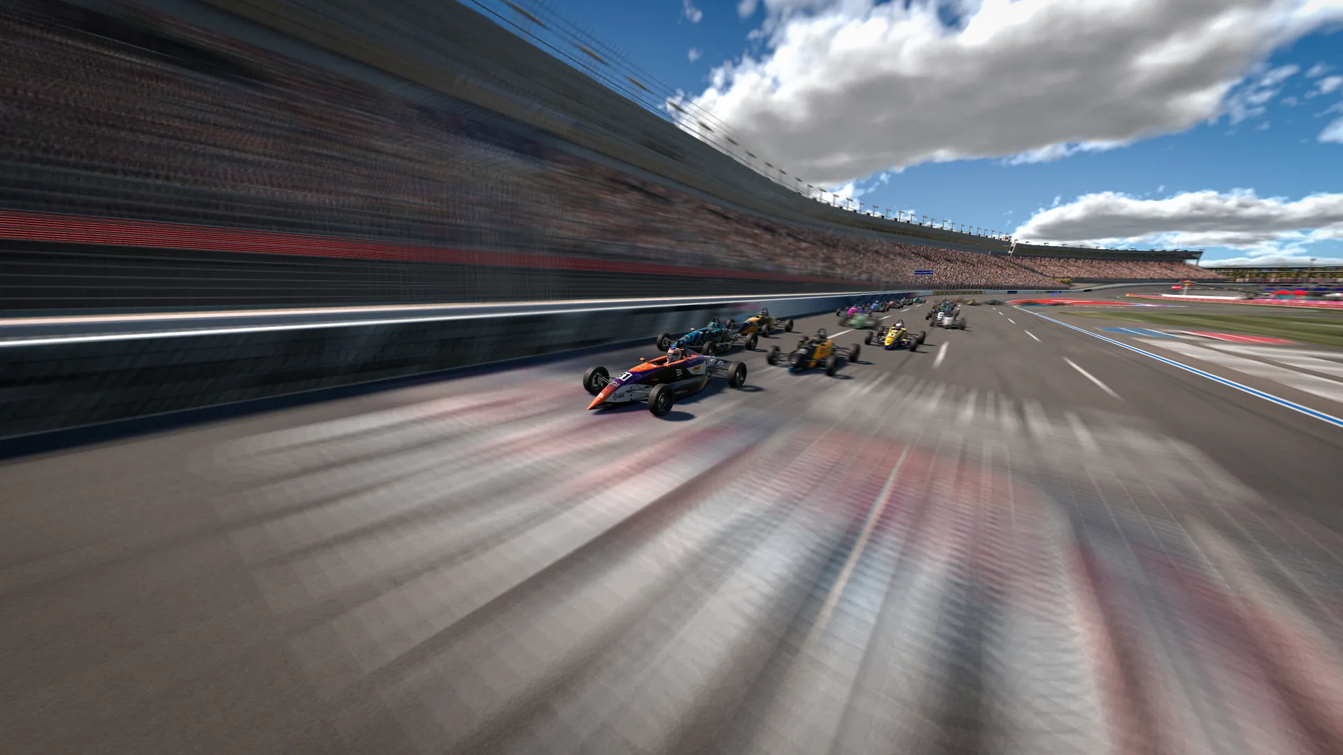 Formula Ford cars at Charlotte during VCO INFINITY 2026 on iRacing.