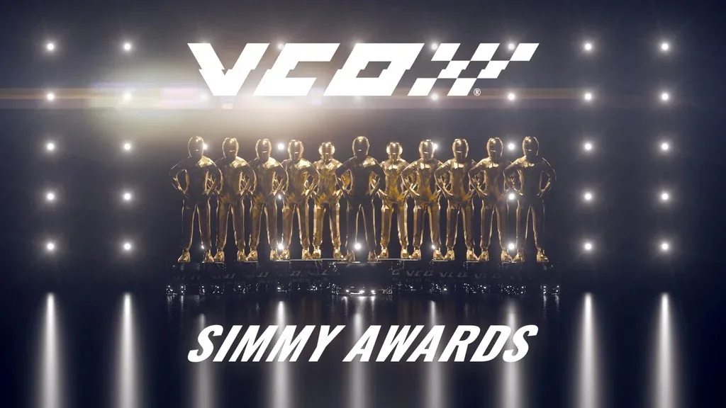 Golden SIMMY AWARDS trophies displayed beneath VCO logo and SIMMY AWARDS lettering.